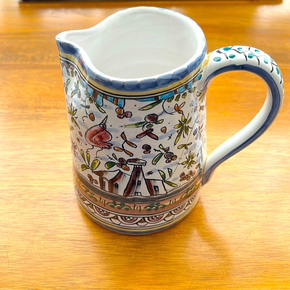 Vintage Alcobaca hand painted pitcher or creamer from Portugal